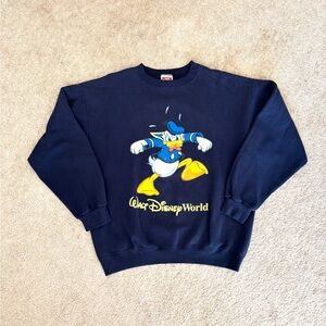 Vintage Mickey, Inc. Donald Duck Graphic Navy Blue Crewneck Sweatshirt